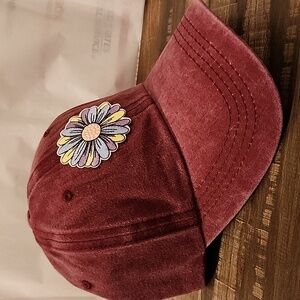MAROON BOHO FLOWER WOMENS Baseball CAP  Brand NEW BOUTIQUE Item ADJUSTABLE